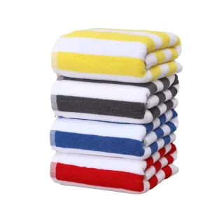 Eco Friendly Microfiber All Season Adult Beach Towel Modern Striped Knitted Design High Water Absorption Machine Washable