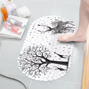 Eco Friendly Non Slip Oval Nordic Design TPE Bath Mat 69x35cm Anti Slip Shower Mat for Bathroom