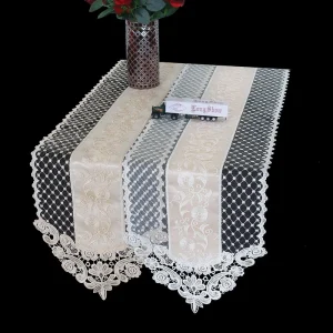 Eco Friendly Oilproof Customizable Water Soluble Minimalist Ivory Lace Table Runner for Hotel Caf Projects Woven