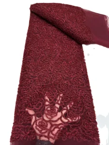 Eco Friendly Polyester/Cotton French Tulle Lace Knitted Luxury Sequins Embroidery Fabric for Formal Dresses