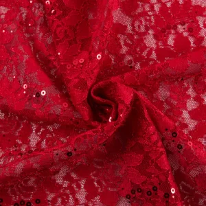Eco Friendly Polyester Embroidered French Lace Fabric for Clothes Decorations & Garments Accessories with Metallic Touch