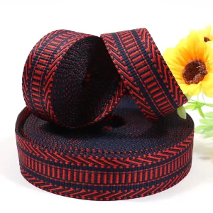 Eco Friendly Polyester Nylon Jacquard Webbing With Horizontal Stripe For Bags Shoes Home Textiles & Garments