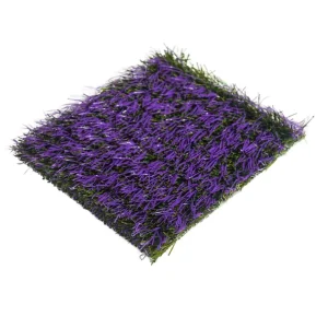 Eco-Friendly Purple Green Striped Woven Artificial Grass All Weather Patterned Synthetic Lawn for Garden Landscape