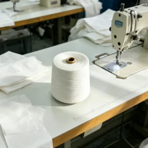 Eco Friendly Recyclable 100% Polyester High Tenacity Spun White Yarn 32S Standard Twist for Sewing Thread and Socks