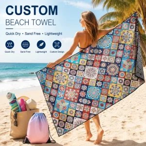 Eco Friendly Recycled Sustainable Breathable Long Lasting Wear Resistant Strong Water Absorption Fast Drying High Beach Towel