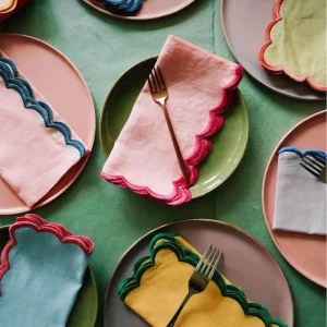 Eco Friendly Reusable Square Linen Napkins Custom Color Pattern Machine Washable Durable for Restaurants Household Premium