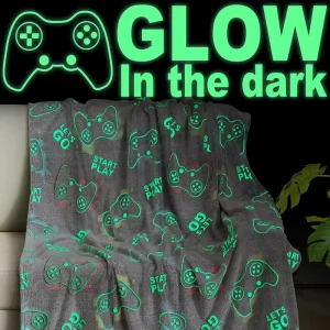 Eco-Friendly Soft Flannel Glow in the Dark Animal Cartoon Game Throw Blanket for Kids Luminous Night Glowing Four Seasons Use