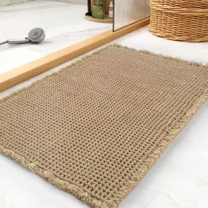 Eco Friendly Solid Color Polyester Soft Water Absorbent Modern Floor MAT Bath Mats Non Slip 3D Wallfe Tassels Bathroom