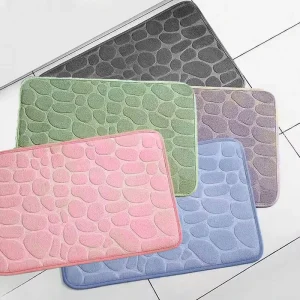 Eco Friendly Stone Shaped Non Slip Bath Mat Fast Dry Shower Mats Slow Rebound Bathroom Floor Rugs