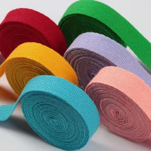 Eco-Friendly Striped Garment Accessories Woven Polyester Cotton Herringbone Webbing Strap Customized Colors