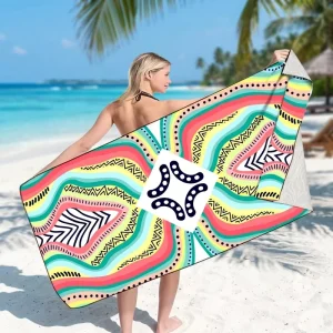 Eco Friendly Suede Beach Towel Sublimated Printed Novelty Super Absorbent Microfiber Beach Towel