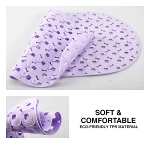 Eco Friendly TPE Anti Slip Oval Bath Mat 70x39cm Odorless Soft Shower Floor Mat Strong Suction Cups Massage Function Hotel Home