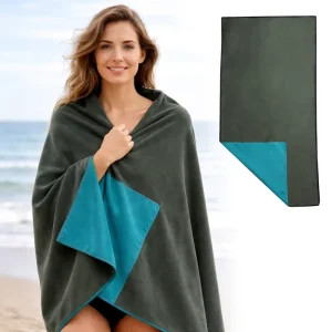 Eco Friendly Two Tone Microfiber Beach Towel Manufacturer Color Woven Double Sided Custom Label Support Adult Beach Towels