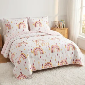 Eco Friendly Ultra Soft Breathable Quilted Polyester Print Lightweight Microfiber All Season Bedding Set
