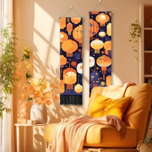 Eco Friendly Woven Fabric Wall Hanging Tapestry Custom Artwork Banner Wedding Birthday Anniversary Diwali Indoor Decoration