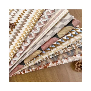 Eco Friendly Yarn Dyed Knitted Geometric 100% Polyester Jacquard Fabric Home Textile Curtain