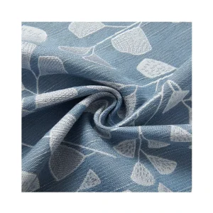 Eco Friendly Yarn Dyed Knitted Leaf Pattern 100% Polyester Blackout Jacquard Curtain Fabric