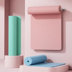 Eco Friendly Yoga & Pilates Mat Anti-slip Easy to Clean Double Layer TPE 6mm Thickness 183x61cm Customizable Color & Logo