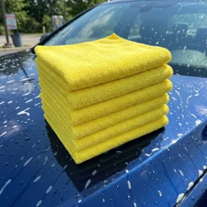 Eco Microfibre Cleaning Towel Warp Knitted Recycled Polyester Highly Absorbent Lint Free Auto Detailing
