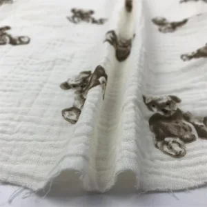 Eco friendly 40S 100% Cotton Double Layer Gauze Muslin Fabric Woven for Soft Breathable Girls Garments