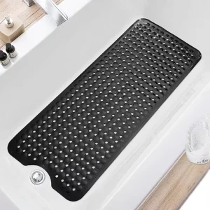 Eco friendly Bathroom Mats with Drain Holes Extra Large Non Slip Bath Floor Mats with Suction Cups