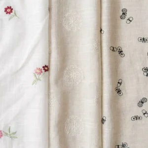 Eco-friendly Breathable Linen Rayon Blend Embroidery Fabric Custom Linen Viscose Embroidered Fabric for Summer Shirt Dress