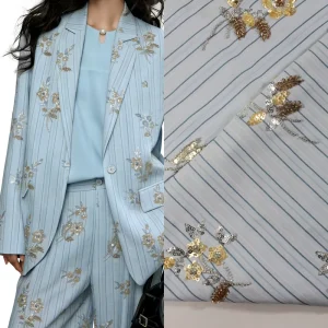 Eco friendly Elegant French Floral Pattern Bead Tube Sequins Embroidered Fabric for Wedding Girls’ Dresses and Shirts