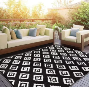 Eco-friendly Foldable Large Dual Layer Mesh Plastic Sand Free Beach pp Straw Patio Rug Outdoor Carpet Rv Mat