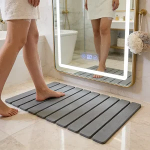 Eco friendly Foldable Stone Bath Mat Non Slip Diatomaceous Earth Modern Super Absorbent Bathroom Mat