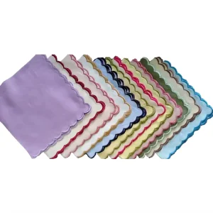 Eco friendly French Linen Napkins Wedding Embroidery Scalloped Edge Linen Placemats and Napkins Set