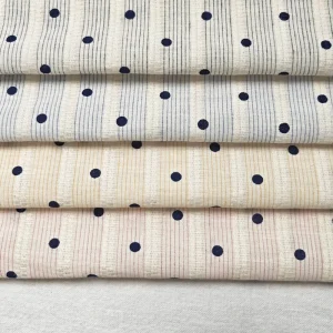 Eco friendly Fresh Style Gingham Polka Dot Breathable Printed TC Fabric for Home Textile Bedding Dress