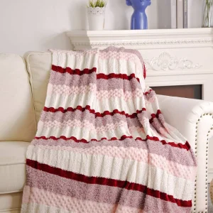 Eco-friendly Knitted Throw Blanket Textured Solid Soft Sofa Couch Cover Decorative Blanket