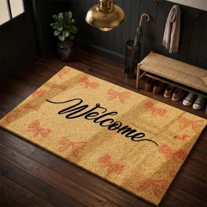 Eco-friendly Non-toxic Faux Coir Welcome Door Mat Non-slip PVC Backing Waterproof Dirt Scraper Entrance Rug for Home Decor
