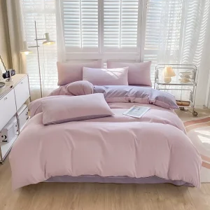 Eco-friendly Soft Comfortable 4-Piece Polyester 200TC Breathable Bedding Set Plant Pattern for Home Hotel Hospital School