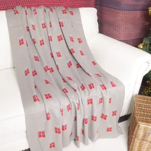 Eco-friendly Soft Comfortable 50*60 Inch Knitted Acrylic Lurex Christmas Gift Throw Blanket for Holiday Decor Supply