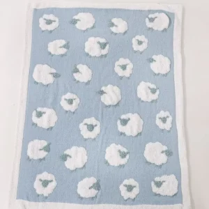 Eco friendly Soft Comfortable Nursery Decor Compliance Requirement 30*40 Knit Throw Blanket Sheep