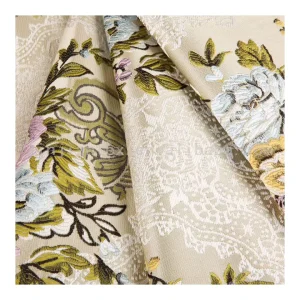 Eco friendly Special Design Widely Used Polyester 300cm Floral Jacquard Fabric