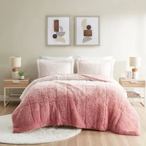 Eco-friendly Stripes Thick Protective Warm Winter Princess Bedding Sets Twin Twin XL Queen King Ombre Shaggy Faux Long Fur