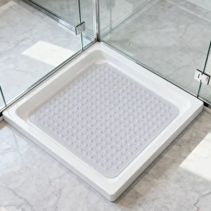 Eco-friendly Super Absorbent Anti-Slip Bath Shower Floor TPE Mat Strong Suction Cups 80×80 cm