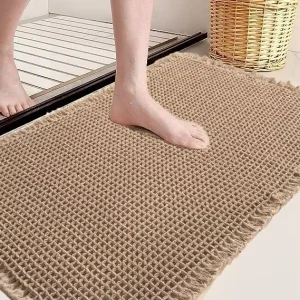 Eco friendly Waffle Bath Mat Super Absorbent Non Slip Bath Mats for Bathroom Floor Machine Washable Bathroom Rugs with Tassels