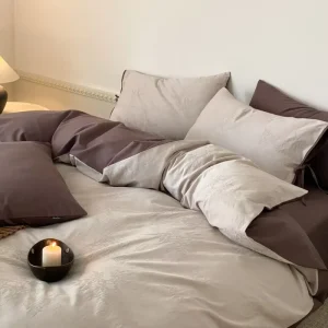 Eco friendly Washable 100% Cotton Bedding Set Modern Minimalist Textured Jacquard 4 Piece Duvet Cover Set for Home Hotel Use