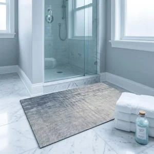 Edge Cut Crystal Velvet Round Door Mat with Custom Logo Non-Slip & Waterproof for Modern Bathroom and Entrance Use