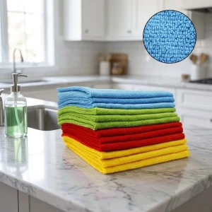 Edgeless Microfiber Cloth Warp Knitted 300gsm Ultra Thick Super Absorbent Lint Free Streak Free Glass Cleaning Kitchen Towels