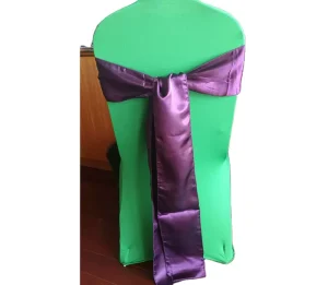 Eggplant Party Satin Coral Free Tie Wedding Chair Sash for Chair Cover Decoration