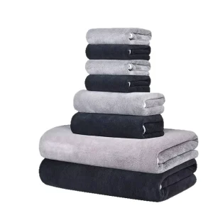 Eight Piece Set Soft Coral Fleece Quick dry Solid Color Square Bath Face Towels Woven Absorbent Home Use Face Wash Adult