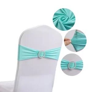 Elastic Bow Chair Sash Multi Colored Hotel Wedding Chair Decoration with Buckle