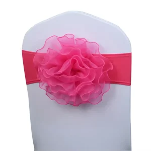 Elastic Chair Sashes Chair Back Organza Flower Bow Knot for Hotel Wedding Party Banquet Chair Decoration