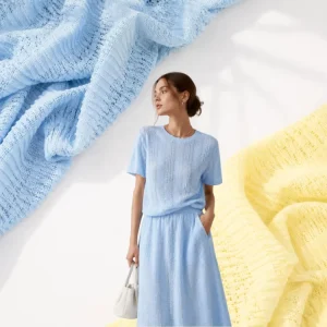 Elastic Lace Jacquard Knitted Fabric Lightweight Breathable Knitted Fabric Suitable for Fashion Dresses and Clothing