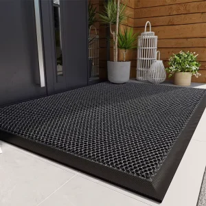 Elastic Non Slip Doormat Polyester Front Door Foot Mat with Dirt Rub Feature for Home Use