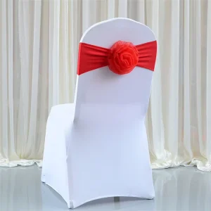 Elastic Polyester Wedding Chair Sashes Waist Belt Modern Chair Slipcover Bow Flower Home Banquet Hotel Events Chair Decoration